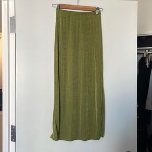 Green slinky material midi skirt/dress